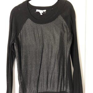 BCBG Long Sleeve Black Shimmer Top